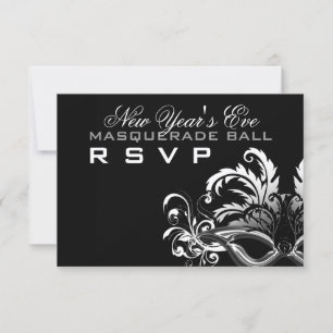 Silver/Black Silvester Masquerade Ball UAWG RSVP Karte