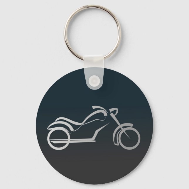 Silver Black Sleek Motorrad Kontur Schlüsselanhänger (Vorderseite)