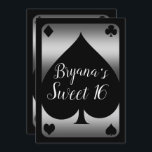 Silver & Black Spade Glam Casino Sweet 16 Party Einladung<br><div class="desc">Anpassen für jedes Ereignis</div>