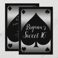 Silver & Black Spade Glam Casino Sweet 16 Party