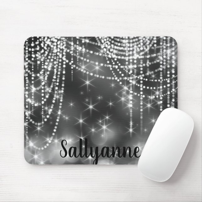 SILVER BLACK SPARKLE DIAMONONDS Maus-Pad Mousepad (Mit Mouse)