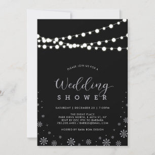 Silver & Black String Lights Winterdusche Einladung