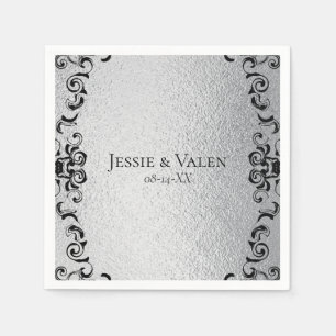Silver & Black Swirl Gothic Wedding Serviette
