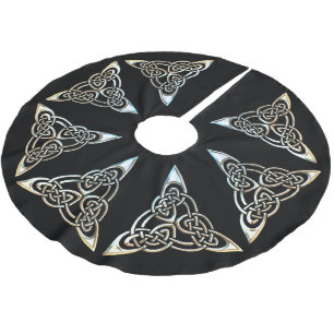 Silver Black Triangle Spiralen keltische Knie-Desi Polyester Weihnachtsbaumdecke