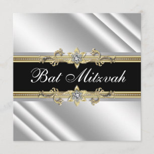 Silver Black und Gold Bat Mitzvah Einladung