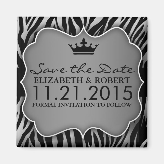 Silver & Black Untamed Zebra Print Save the Date Magnet (Vorne)
