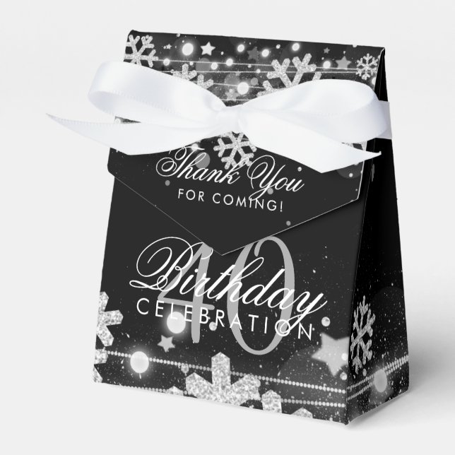 Silver Black Winter 40. Geburtstag Vielen Dank Geschenkschachtel (Vorderseite)