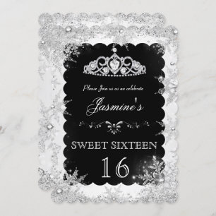 Silver Black Winter Wonderland doux 16 Invitation