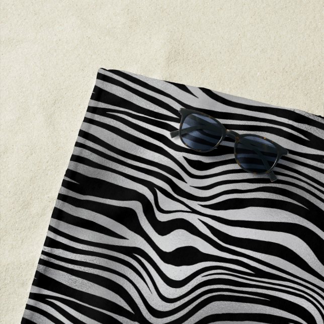 Silver Black Zebra Print Strandtuch (Beispiel)