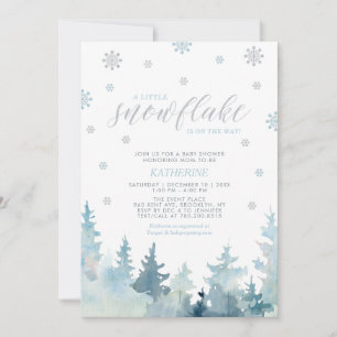 Silver & Blau   Schneeflocken Winter Jungen Babypa Einladung