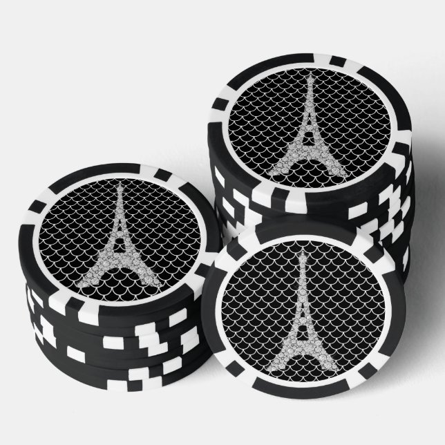 Silver Bling Eiffel Tower Pokerchips (Stapel)