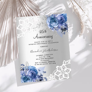 Silver blue 25. Hochzeitstag Einladung