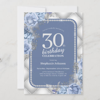 Silver Blue 30. Geburtstag Einladung