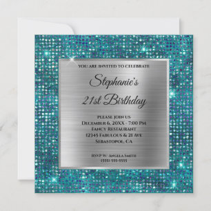 Silver Blue Aquamarin Diamond Studentenfolie Gebur Einladung