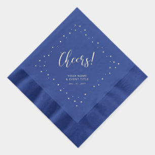 Silver & Blue Cheers Confetti Personalisiert Par Servietten Mit Folie