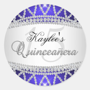 Silver & Blue Diamond Quinceanera Sticker