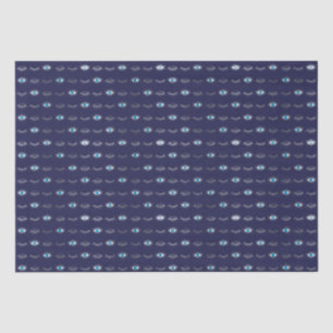 Silver Blue Evil Eye Eyelashes Nazar Mati Muster Seidenpapier