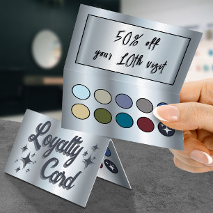 Silver blue eyeshadow Palette gefaltet Loyalkarte Visitenkarten