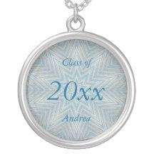Silver Blue Gray Stars Abschluss Necklace