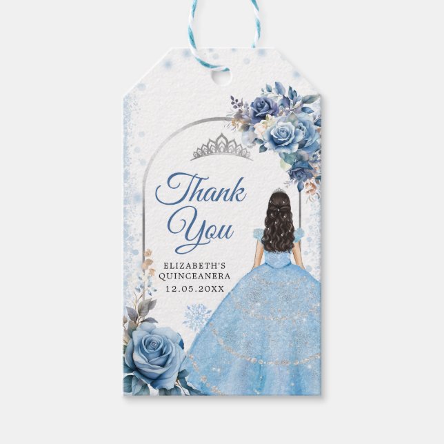 Silver Blue Magical Snowflake Mis Quince Vielen Da Geschenkanhänger (Vorderseite)