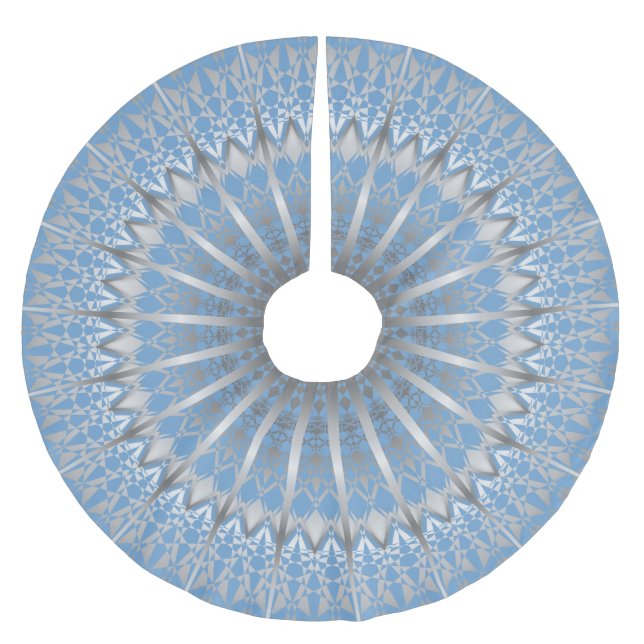 Silver Blue Mandala | Polyester Weihnachtsbaumdecke (Vorderseite)
