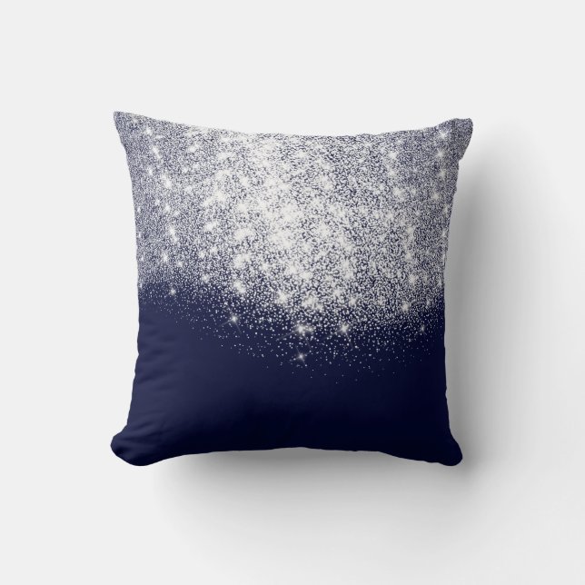 Silver Blue Navy Grau Glitzer Makeup Artist Beauty Kissen (Vorderseite)