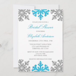 Silver Blue Snowflake Bridal Dusche Einladung