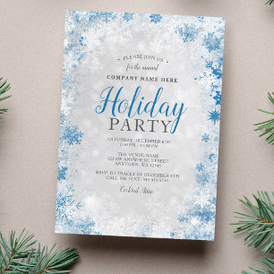 Silver Blue Snowflake Corporate Holiday Party Einladung