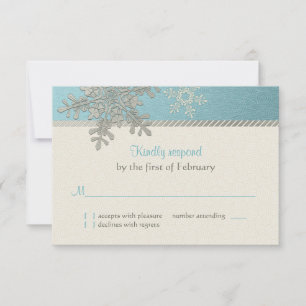 Silver Blue Snowflake Hiver Mariage Carte de répon