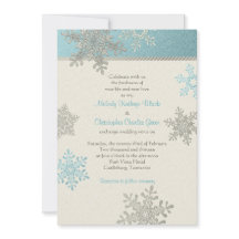 Silver Blue Snowflake Winter Hochzeit Einladung