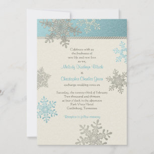 Silver Blue Snowflake Winter Hochzeit Einladung