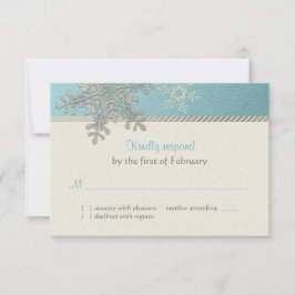 Silver Blue Snowflake Winter Wedding Repair Card RSVP Karte
