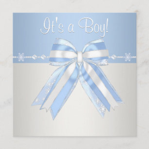 Silver Blue Snowflakes Baby Boy Shower Einladungen