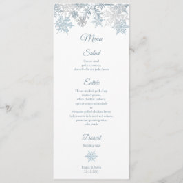Silver Blue Snowflakes Eleganter Winter Weihnachte Menükarte