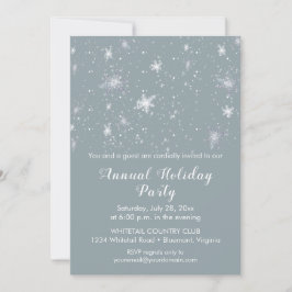 Silver Blue Snowflakes Schnee Weihnachten Party Einladung
