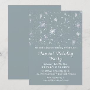Silver Blue Snowflakes Schnee Weihnachten Party Einladung