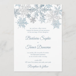 Silver Blue Snowflakes Weihnachten Winter Hochzeit Einladung
