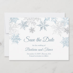 Silver Blue Snowflakes Weihnachten Winter Hochzeit Save The Date