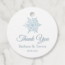Silver Blue Snowflakes Winter Wedding Danke Geschenkanhänger