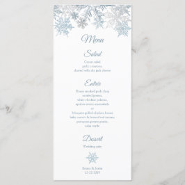 Silver Blue Snowflakes Winter Wedding Rackcard Menükarte
