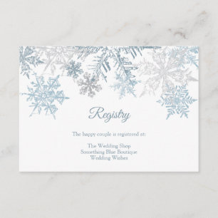 Silver Blue Snowflakes Winter Wedding Registry Begleitkarte