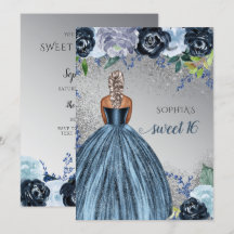 Silver Blue Sparkle Dress Sweet 16 Geburtstag