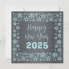Silver blue Square wish card with golden stars Feiertagskarte