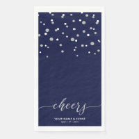 Silver Blue Stylish Script Confetti Cheers Party