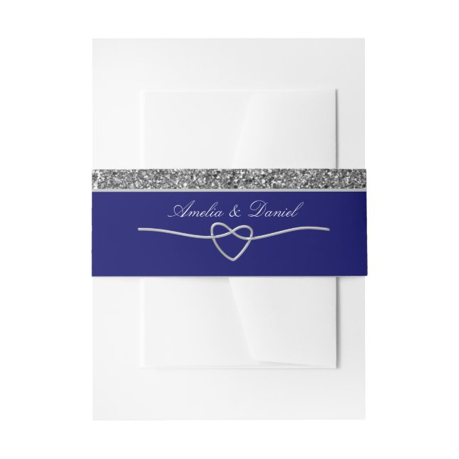 Silver Blue Wedding Invitation Bly Band (Vorderseite Beispiel)