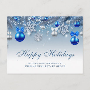 Silver Blue Weihnachtsschmuck Corporate Gruß Feiertagspostkarte