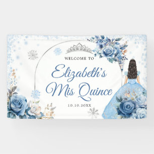Silver Blue Winter Snowflake Quince Grosses Banner