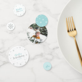 Silver & Blue Winter Wonderland Junge 1. Geburtsta Konfetti