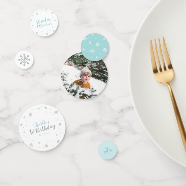 Silver & Blue Winter Wonderland Junge 1. Geburtsta Konfetti (Gruppe)