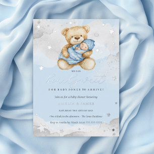 Silver Blue Wir können frühzeitig abwarten Babydus Folieneinladung